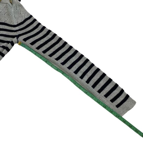 TALBOTS Gray Navy Blue Stripe Button Shoulder Pullover Sweater Size Medium Women - Picture 11 of 11